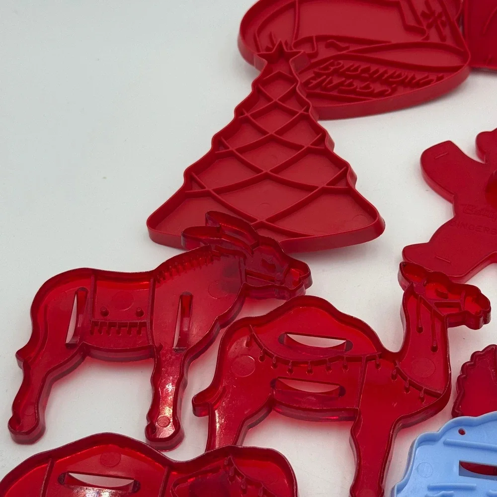 Vintage Plastic Cookie Cutter Lot Betty Crocker Holiday Christmas Halloween Red